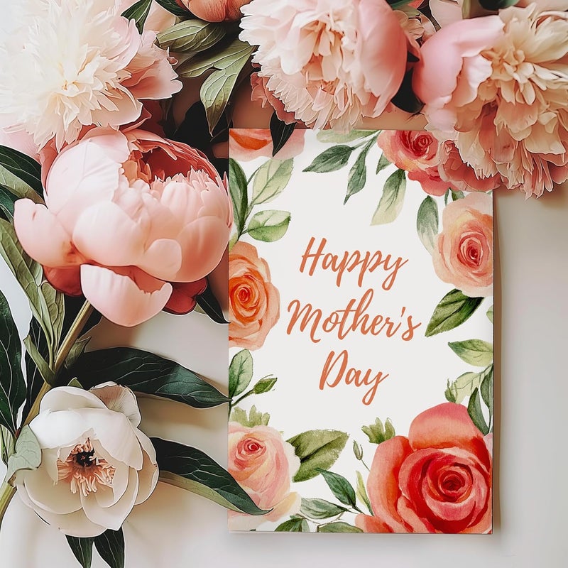 Paper Play Vintage Rose Mother's Day Card - Happy Mother's Day Card for Mom, 5"x7" Foldable - Image 5