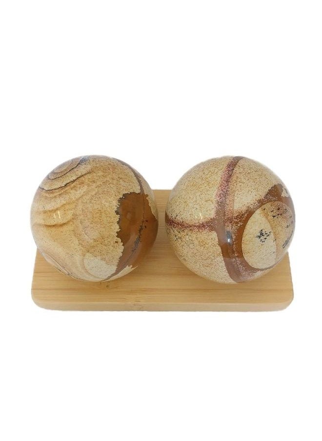 Top Chi Picture Jasper Baoding Balls with Stand for Hand Therapy, Exercise, and Stress Relief (Large 2 Inch)  - Image 3