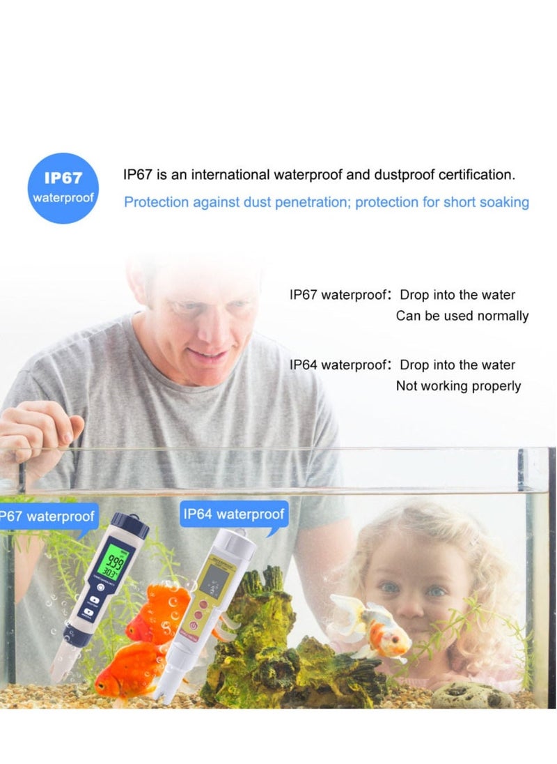5 in 1 Electronic Household Meter, pH, TDS, EC, Salinity and Temperature Tester for Water Quality, with LCD Display, for Drinking Water, Aquarium, Swimming Pool - Image 3