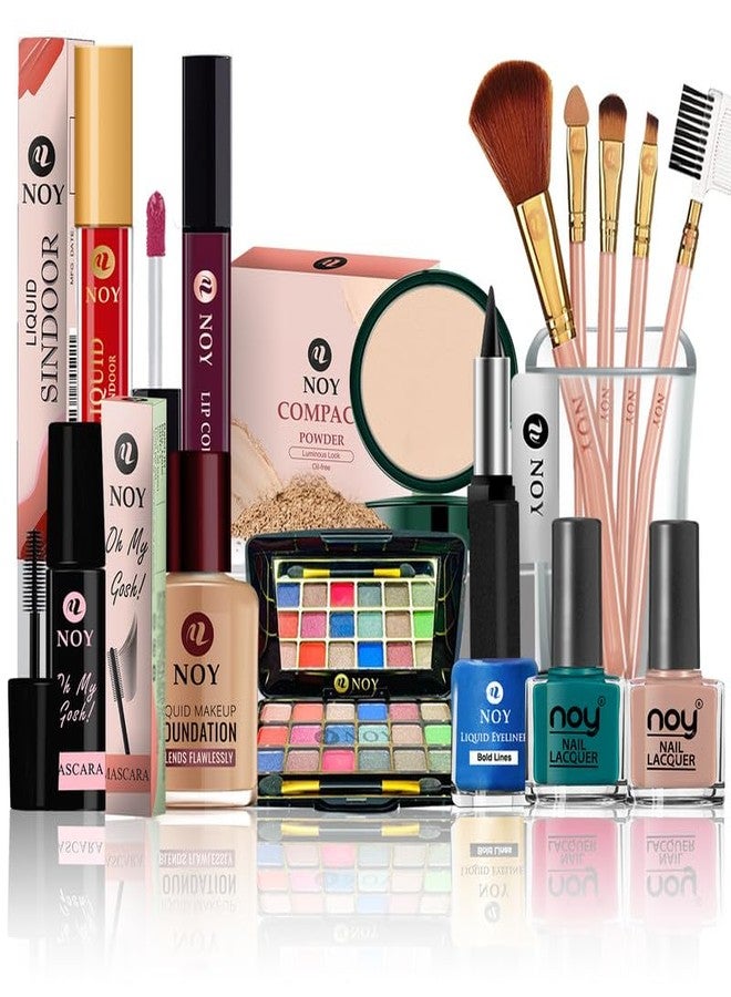 نوي مجموعة مكياج نوي للنساء، مجموعة كاملة، أنماط ساحرة، مرطبة، ترطب البشرة وتسمح لها بالتنفس، مناسبة لجميع أنواع البشرة، رقم 762 (مجموعة مكياج متكاملة 15 قطعة) - Image 1