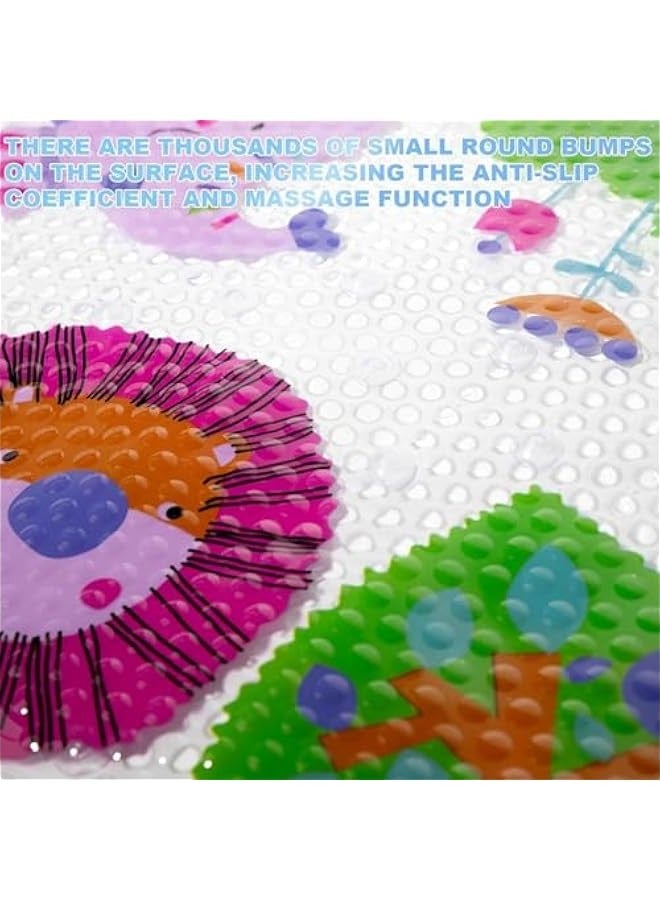 Beauenty Cartoon Non Slip Bath Mats for Kids, Cute Pattern Oval 69 x 39 cm Shower Mat for Tub, Anti Slip Machine Washable Bathtub Mats for Toddlers Baby Children (Forest Animals), CA-779 - Image 2