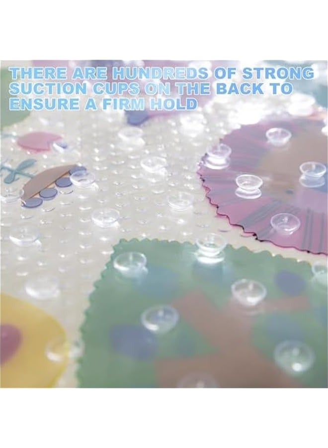 Beauenty Cartoon Non Slip Bath Mats for Kids, Cute Pattern Oval 69 x 39 cm Shower Mat for Tub, Anti Slip Machine Washable Bathtub Mats for Toddlers Baby Children (Forest Animals), CA-779 - Image 3