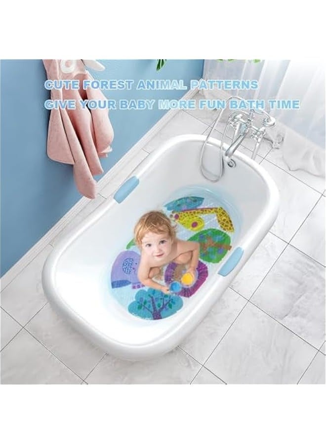 Beauenty Cartoon Non Slip Bath Mats for Kids, Cute Pattern Oval 69 x 39 cm Shower Mat for Tub, Anti Slip Machine Washable Bathtub Mats for Toddlers Baby Children (Forest Animals), CA-779 - Image 4