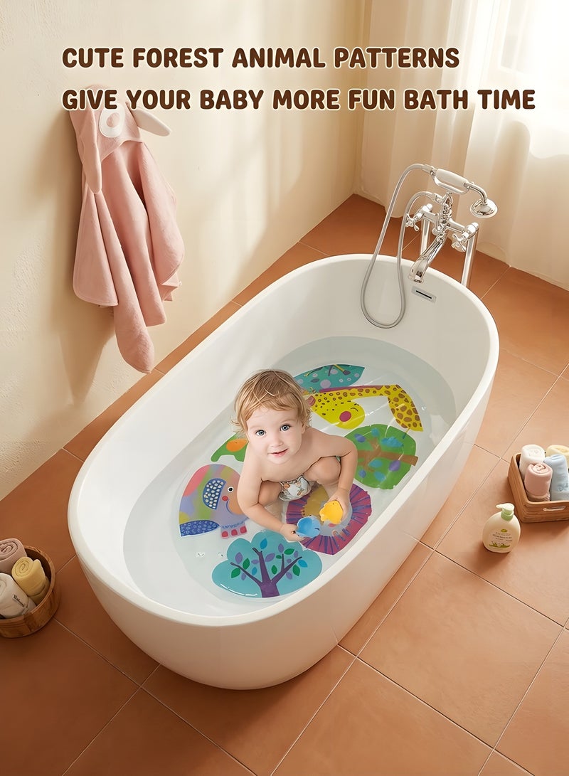 Beauenty Cartoon Non Slip Bath Mats for Kids, Cute Pattern Oval 69 x 39 cm Shower Mat for Tub, Anti Slip Machine Washable Bathtub Mats for Toddlers Baby Children (Forest Animals), CA-779 - Image 4