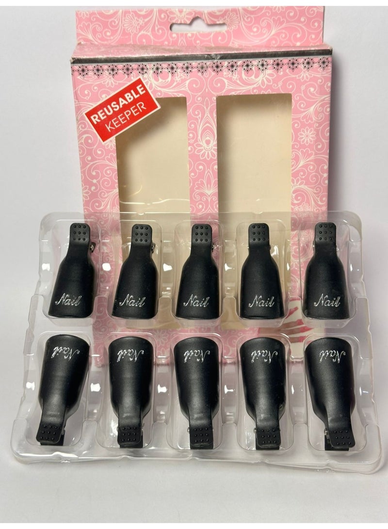 10pcs Transparent Nail Polish Remover Clips - Reusable Plastic Finger Nail Clips for Acrylic & Gel Polish Removal, Soak-Off Cap Clips with Secure Grip, Nail Art Accessory, Easy Application may vary color - Image 1