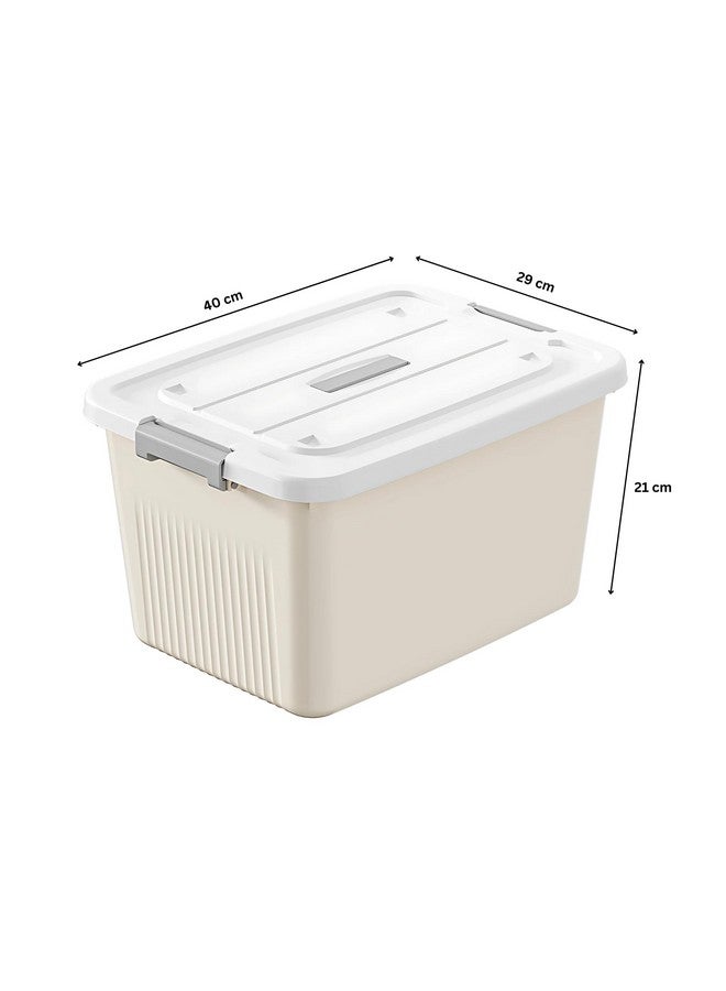 KREPS® Plastic Storage Bins With Latching Lids Stackable Containers, Large Storage Box For Bedroom, Basement, Classroom, Camping, Office (CREAM, LARGE - 14.5 X 10.5 X 8.2 INCH, PACK OF - 3) - Image 2