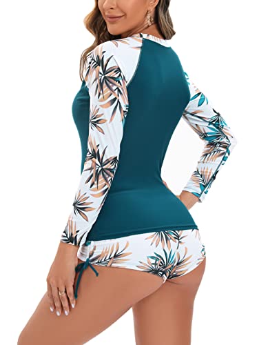 YATEEN Women's Long Sleeve Sun Protection Rash Guard Wetsuit Two Piece Swimsuit Set - Image 5