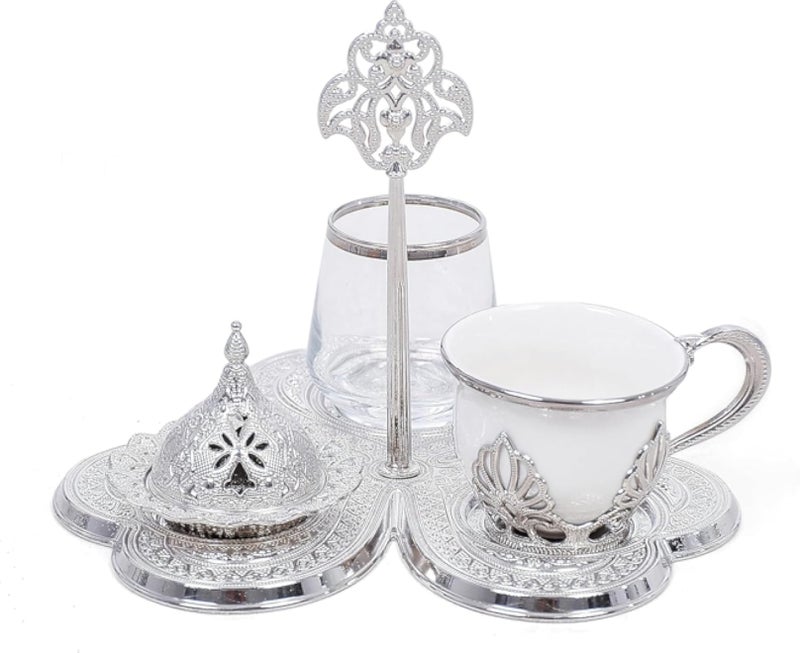 Silver Single Coffee Serving Set, Made in Turkey