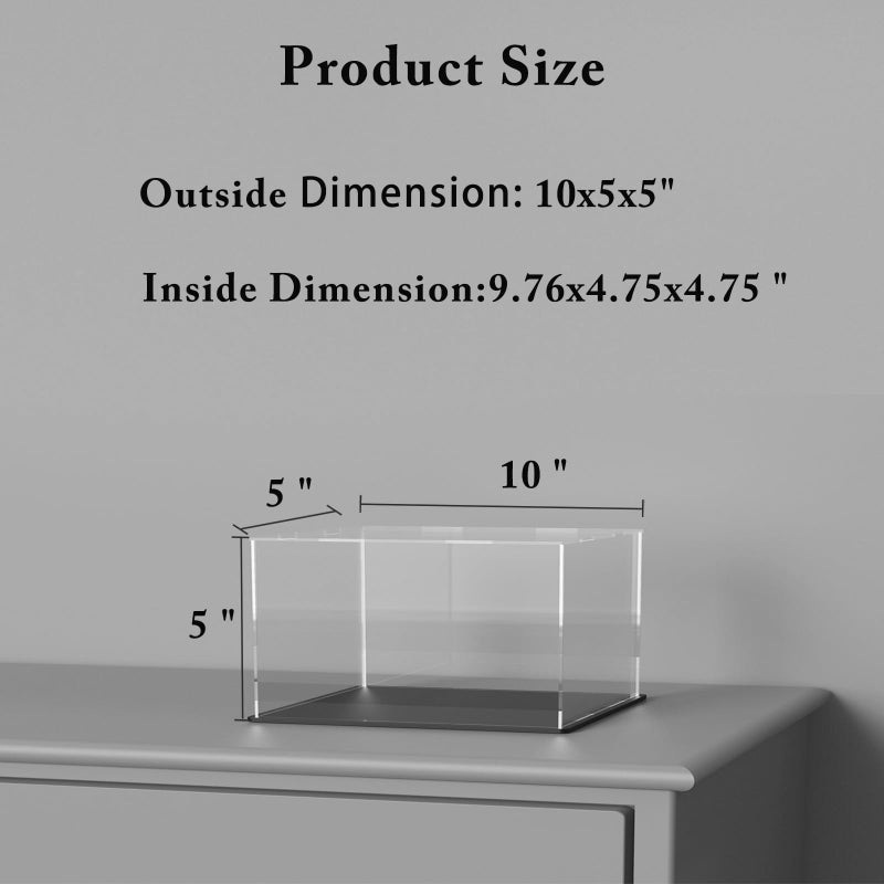 HEMYLU Acrylic Box with Matte Black Base, Simple Self-Assembly Clear Acrylic Display Case, Cube Dustproof Showcase with Lid for Collectibles, Toys and Jewelry (10x5x5 inch) - Image 3