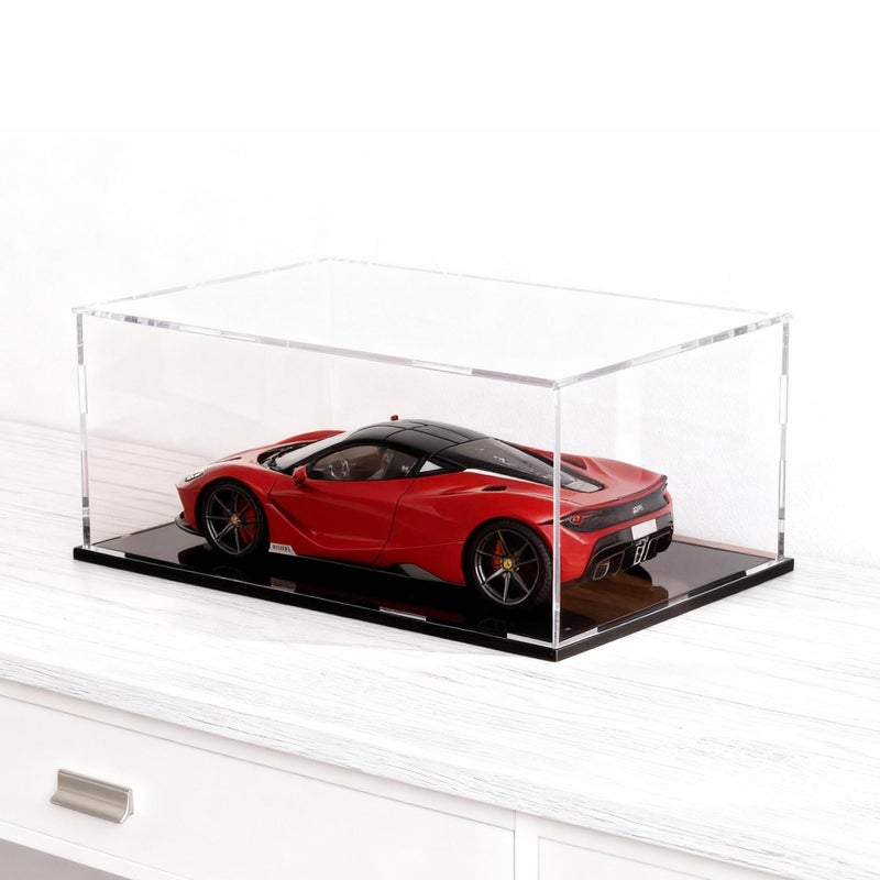 HEMYLU Acrylic Box with Matte Black Base, Simple Self-Assembly Clear Acrylic Display Case, Cube Dustproof Showcase with Lid for Collectibles, Toys and Jewelry (10x5x5 inch) - Image 1