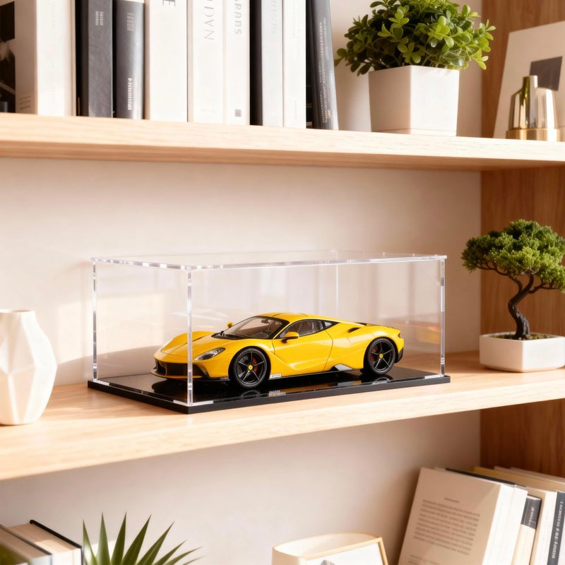 HEMYLU Acrylic Box with Matte Black Base, Simple Self-Assembly Clear Acrylic Display Case, Cube Dustproof Showcase with Lid for Collectibles, Toys and Jewelry (10x5x5 inch) - Image 2