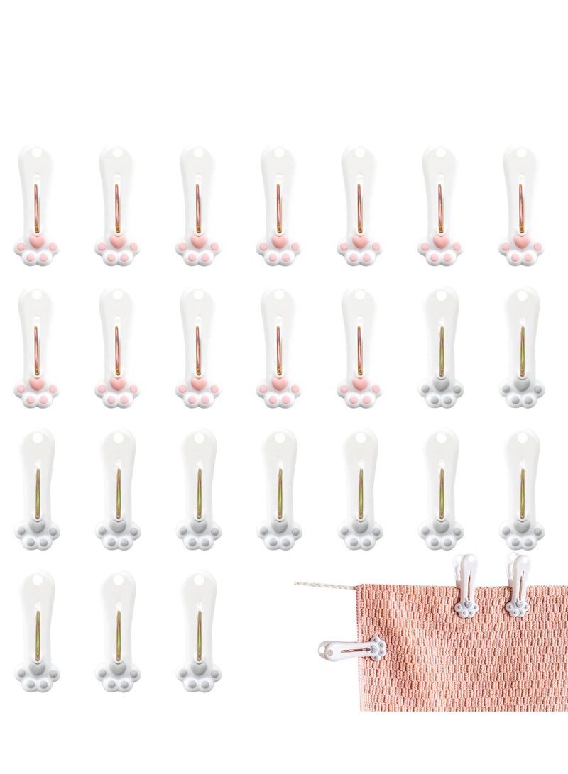 SYOSI Plastic Clothespins Laundry Clothes Pins-24 Pack, Traceless Clothes Pegs, Bag Clips, Food Package Clip, with Cat Claw Pattern(Pink & Gray)  - Image 1