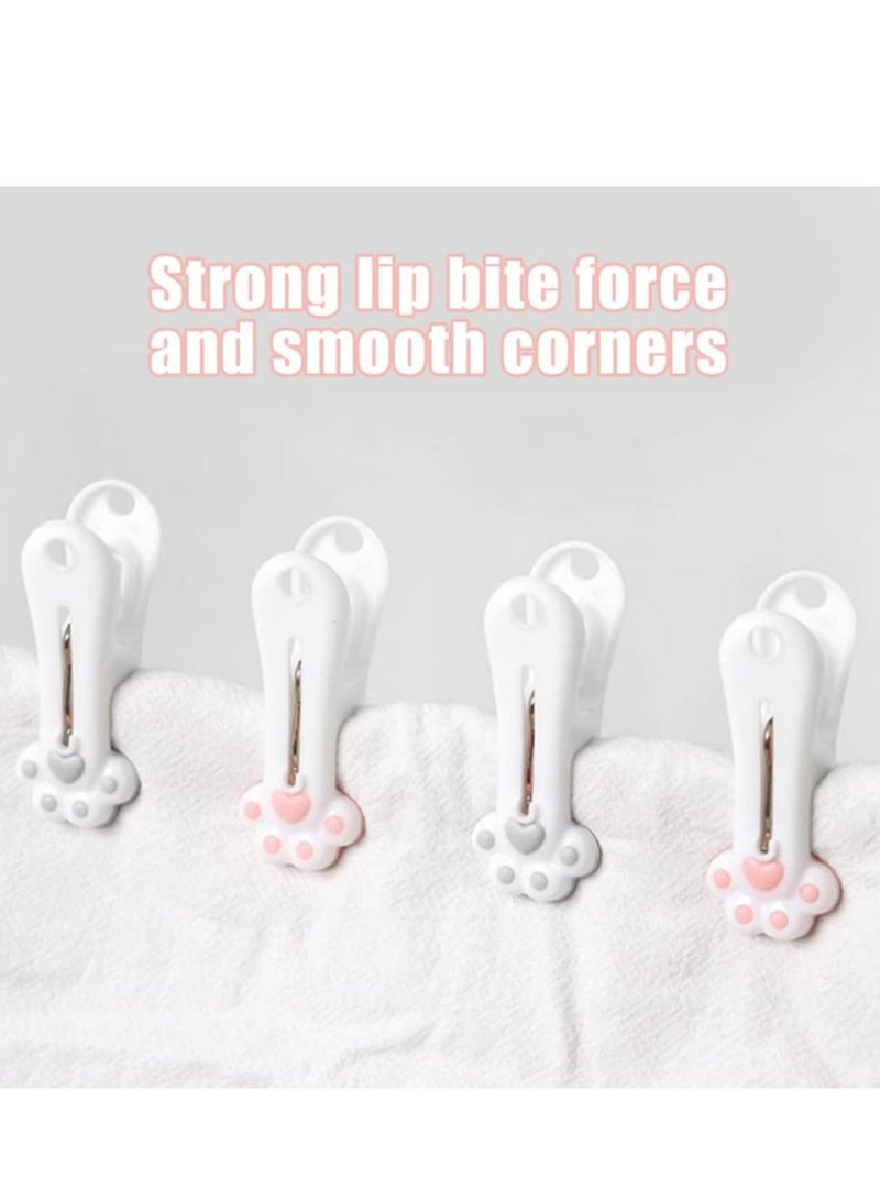 SYOSI Plastic Clothespins Laundry Clothes Pins-24 Pack, Traceless Clothes Pegs, Bag Clips, Food Package Clip, with Cat Claw Pattern(Pink & Gray)  - Image 4