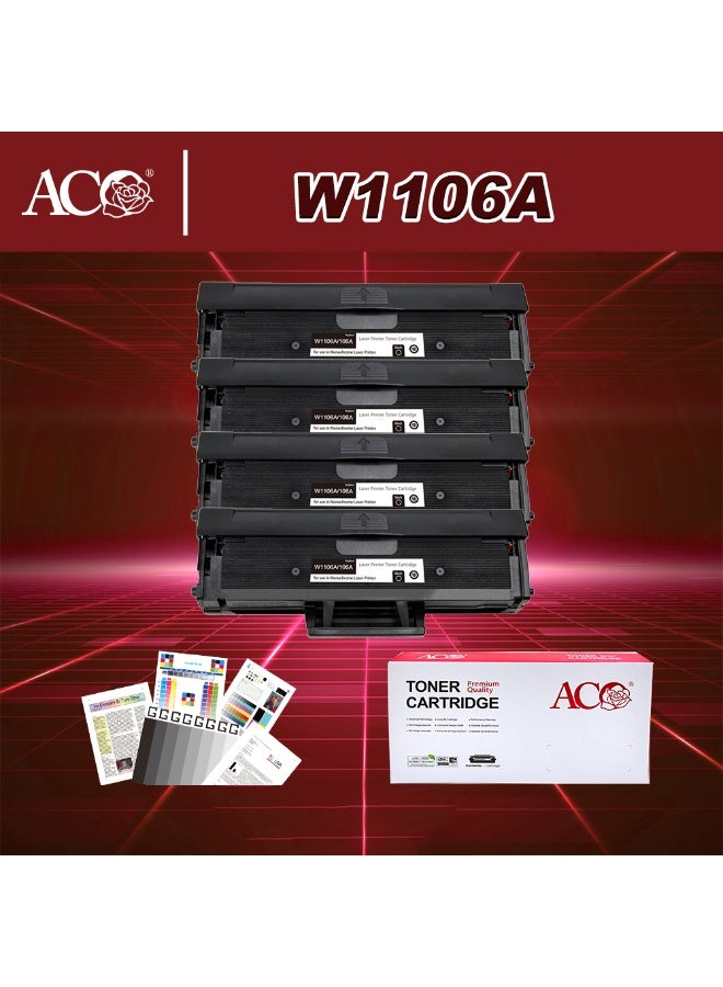 ACO 4PCS W1106A Compatible Toner Cartridge With Chip 106A For HP LaserJet 107a MFP 135a MFP 135w MFP 137fnw Printer - Image 1