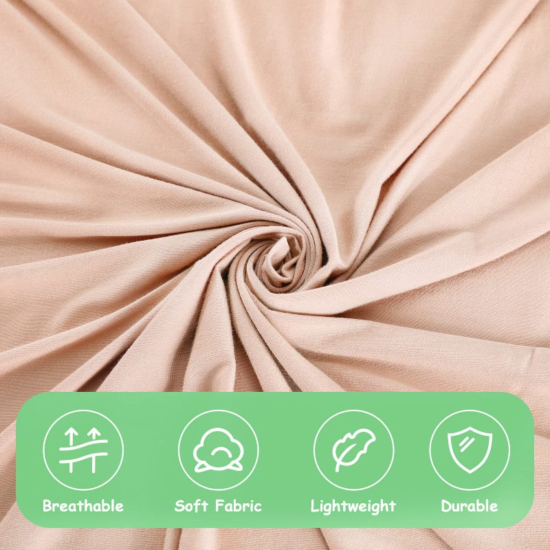 iEvolve Cotton Knitted Baby Swaddle Blanket with Hat Headband Set Newborn Swaddle Wrap Receiving Blankets for Baby Girl Boy 35" x 35"(Beige) - Image 3