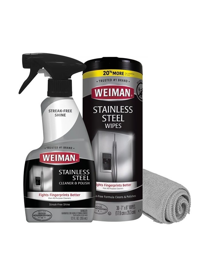 Weiman - Stainless Steel Cleaner Kit - Removes Fingerprints, Residue, Water Marks, and Grease - Image 1