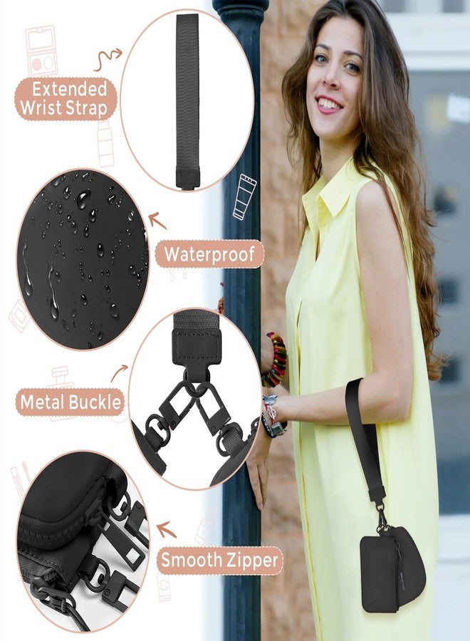 JEEBURYEE Dual Pouch Wristlet Keychain Wallets for Women with 2 Detachable Zipper Coin Purse - Small and Portable Mini Card Wallet for Women Men Black+Black - Image 4