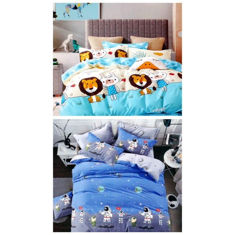Skytex Sky Tex Super Saver Combo of 2 3D Printed (Astronaut & Lion) Glace Cotton 260 TC Single Comforters (Buy This Combo Get 1 N - 95 Mask Free) - Image 1