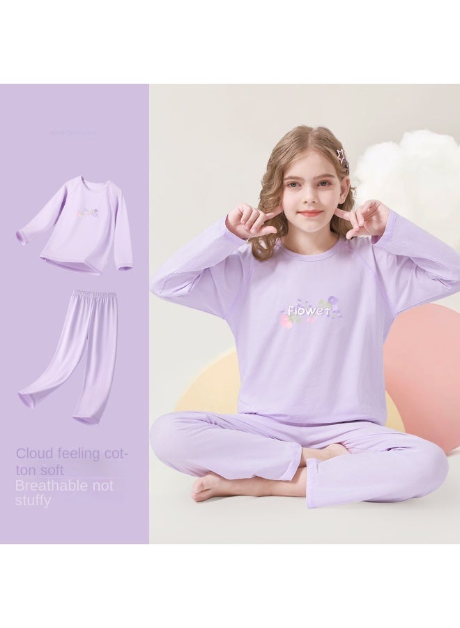 DEESHA 【cloud-touch Cotton Class A】 مجموعة بيجاما للفتيات، ستايل أميرة ملابس منزلية ذات أكمام طويلة للأطفال الكبار وملابس عائلية متطابقة (مجموعة الخريف) - Image 2
