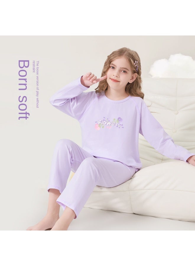 DEESHA 【cloud-touch Cotton Class A】 مجموعة بيجاما للفتيات، ستايل أميرة ملابس منزلية ذات أكمام طويلة للأطفال الكبار وملابس عائلية متطابقة (مجموعة الخريف) - Image 4