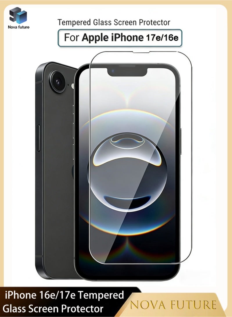 مستقبل نوفا واقي شاشة زجاجي مقوى لهاتف آيفون 17e/16e من آبل - شفافية عالية، ملمس ناعم، مقاوم للانفجار، حواف منحنية سلسة، سهل التركيب، واقي شاشة لهاتف آيفون 17e/16e من آبل - Image 1