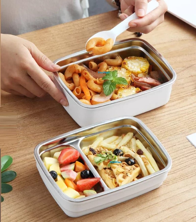 FunBlast Lunch Box for Kids - Insulated Tiffin Box, Stainless Steel Lunch Box with Spoon, Double Layer Leak-Proof Lunch Box for School, Office Men & Women (Multicolor)