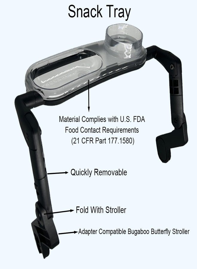 Feliliber Snack Tray Compatible with Bugaboo Butterfly 1 Stroller, Transparent Tray Detachabl to Clean, Quick Install, Folds with Stroller - Image 3