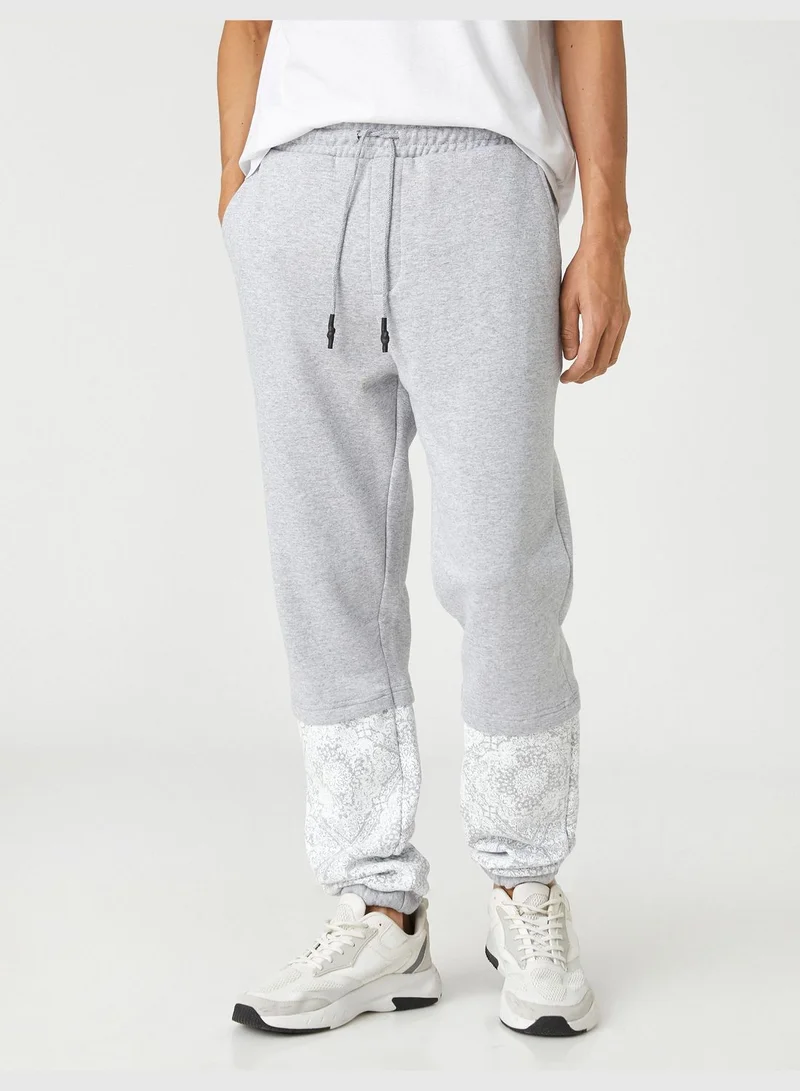KOTON Basic Jogger Sweatpants Drawstring Floral Printed