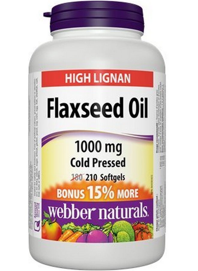 Webber naturals Cold Pressed Certified Organic Flaxseed Oil Softgel 1000Mg 210 Softgels  - Image 2