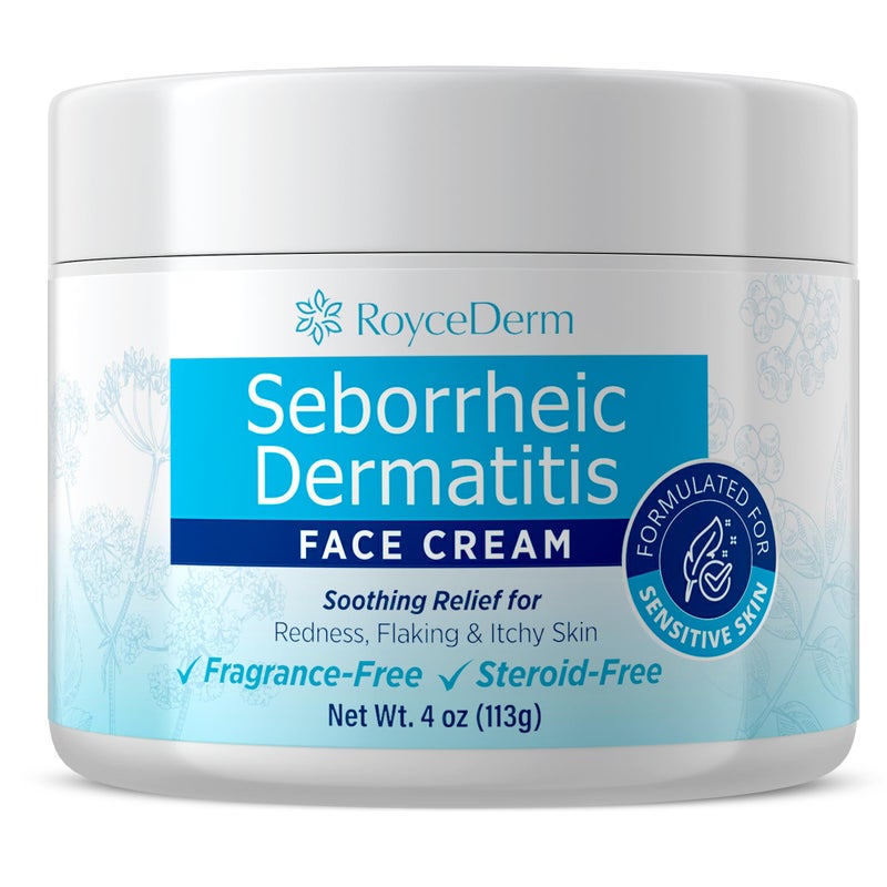 Roycederm Seborrheic Dermatitis & Psoriasis Face Cream â€“ Steroid-Free Moisturizer for Redness, Flaking & Sensitive Skin â€“ Face, Scalp & Body Daily Relief â€“ Fragrance-Free, Non-Greasy, 4 oz - Image 1