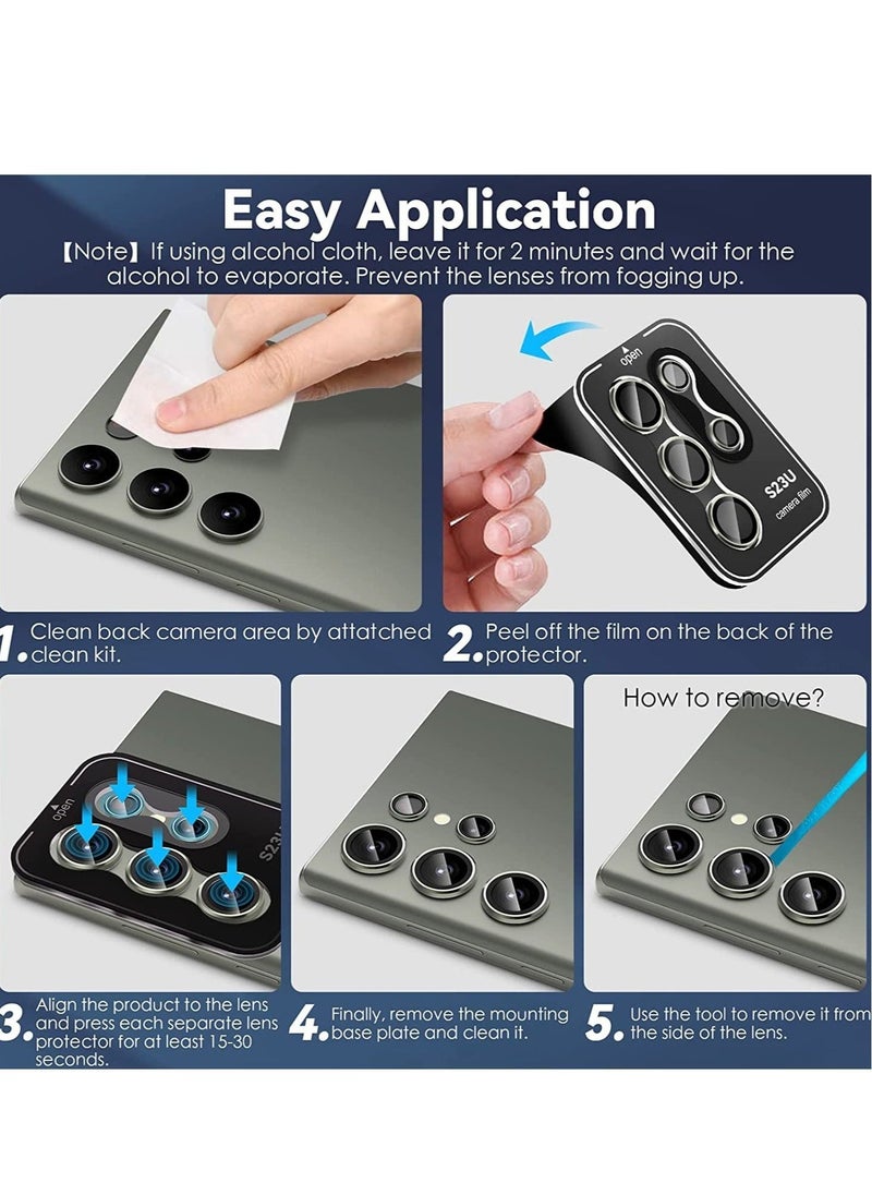 vesus Samsung Galaxy S23 Ultra Camera Lens Protector, 9H Tempered Glass + Aluminum Alloy Metal Individual Lens Screen Ring for S23 Ultra 6.8in 5G 2023 - Green - Image 4