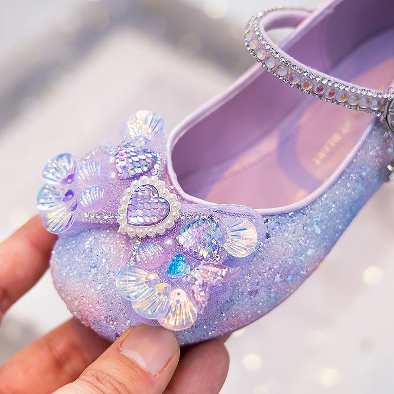 Soft-Soled Girls'' Princess Shoes 2026 Spring and Autumn New Style for Older Children, Crystal Shiny High-Heeled Little Girl Dress Shoes - Image 4