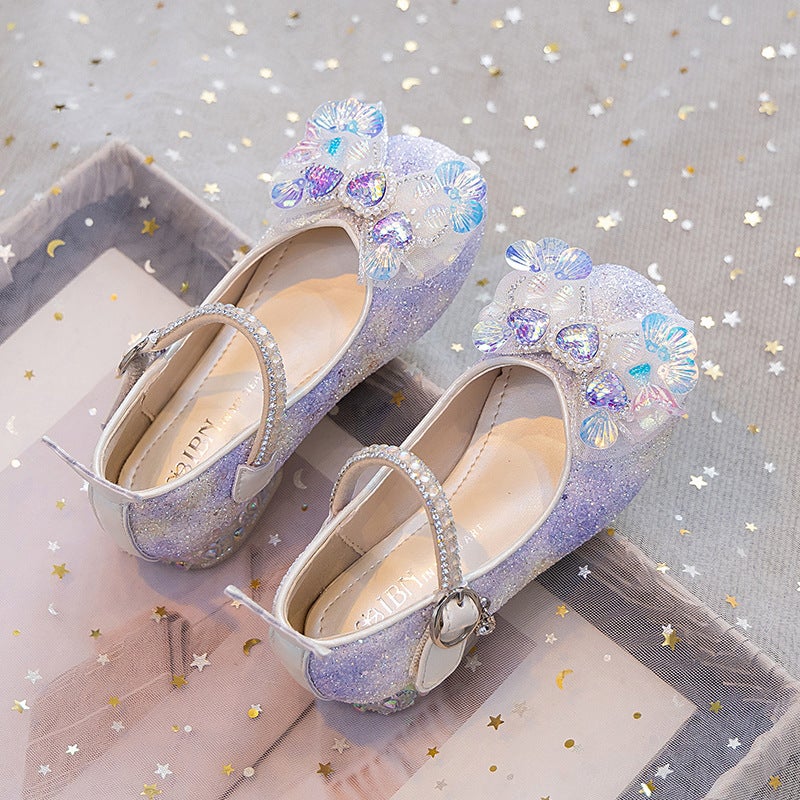 Soft-Soled Girls'' Princess Shoes 2026 Spring and Autumn New Style for Older Children, Crystal Shiny High-Heeled Little Girl Dress Shoes - Image 3