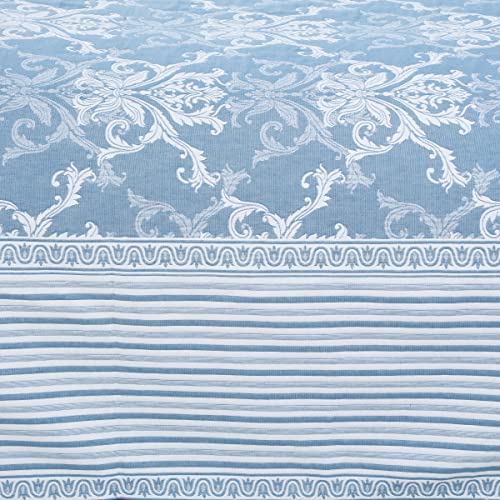 Victor King Size Light Weight Super Soft Easy Care Necklace Pattern & 4 Sided Border Bedsheet/Bed Cover with 2 Pillow Covers (91X106 Inch, Sky Blue) - Image 5
