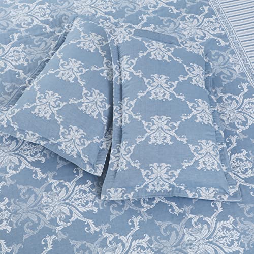 Victor King Size Light Weight Super Soft Easy Care Necklace Pattern & 4 Sided Border Bedsheet/Bed Cover with 2 Pillow Covers (91X106 Inch, Sky Blue) - Image 3