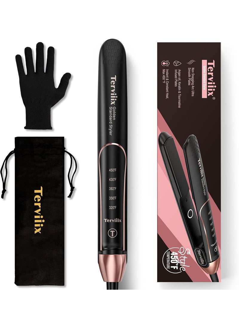 Terviiix Terviiix Plancha De Cabello Professional 450F NonSnagging Ceramic Flat Iron Hair Straightener 1 inch 3X Less Damage Hair Iron Straightener and Curler 15s Fast Heating 5 Adjustable Heats 