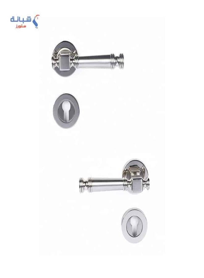 Doganlar Dragon Turkish Rosette Door Handle Set – Nickel Matte - Image 1