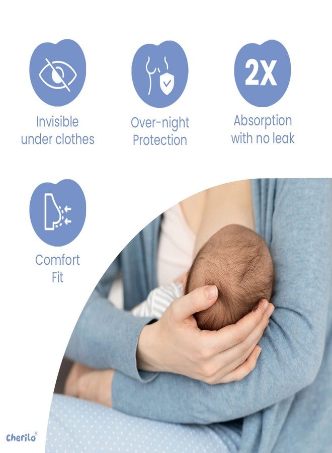 Cherilo فوط شيريلو القابلة لإعادة الاستخدام للثدي للأمهات المرضعات، فوط رضاعة عالية الامتصاص، فوط حلمات لطيفة على بشرة النساء، فوط رضاعة للأمهات مع حماية ليلية ثلاثية الطبقات، قابلة للغسل، لون أزرق سماوي، 6 قطع - Image 4