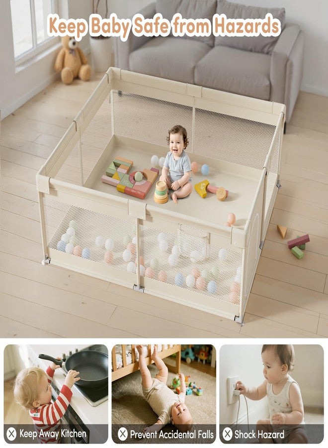 Mloong Large Baby Playpen for Toddler - 69×59in Babies Play Pen Playard Active Center Beige - Image 5