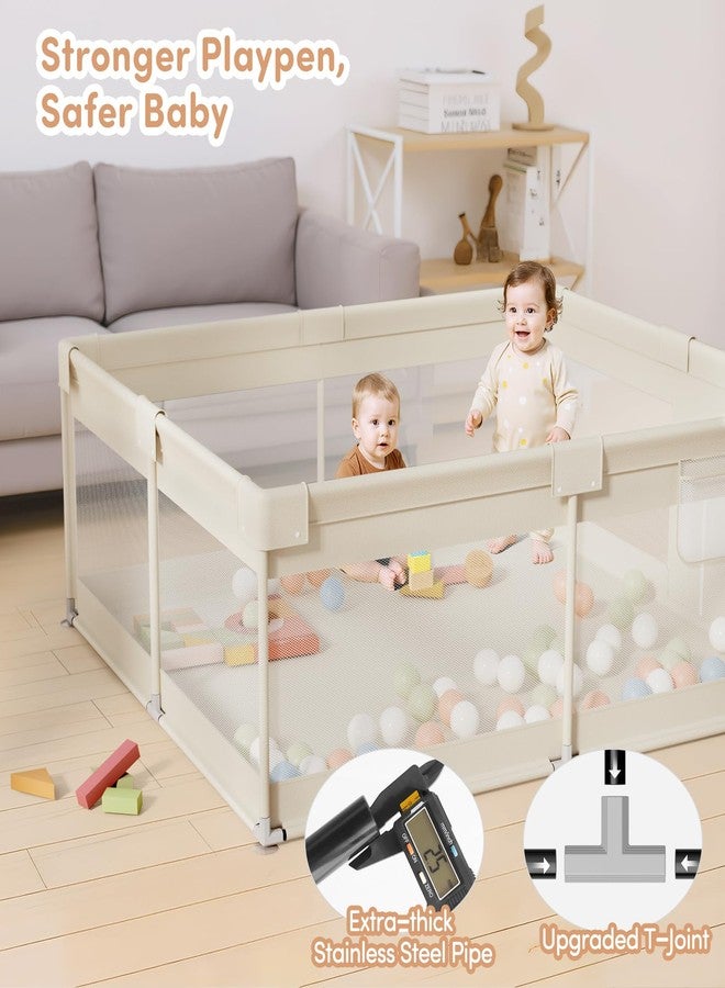 Mloong Large Baby Playpen for Toddler - 69×59in Babies Play Pen Playard Active Center Beige - Image 4
