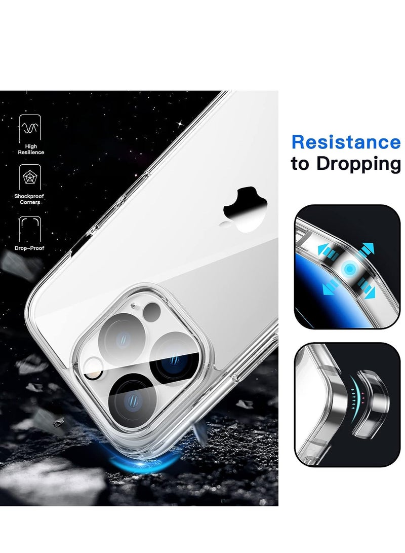 iPhone 14 Pro Max 6.7 Inch [5 in 1] Military Grade Clear Case with 2 Tempered Glass Screen Protectors and 2 Shockproof Camera Cases