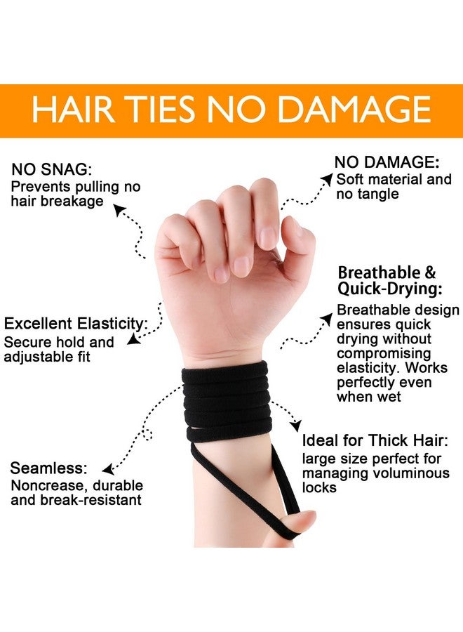 CHIROGRAPHY Cotton Hair Bands for Women and Girls | Elastic Ponytail Holders | Hair Bands for Curly & Thick Hair (100 Pcs, Black) - Image 3