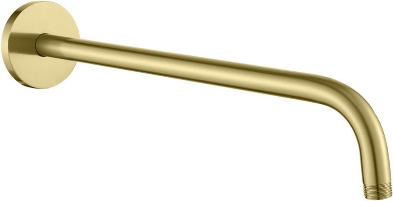 Random 16 Inch Shower Arm with Flange,Stainless Steel 90 Degree Rain Shower Head Extension Arm,Wall-Mounted Shower Head Arm for Fixed Shower Head,Brushed Gold.RD91018-16BG - Image 1