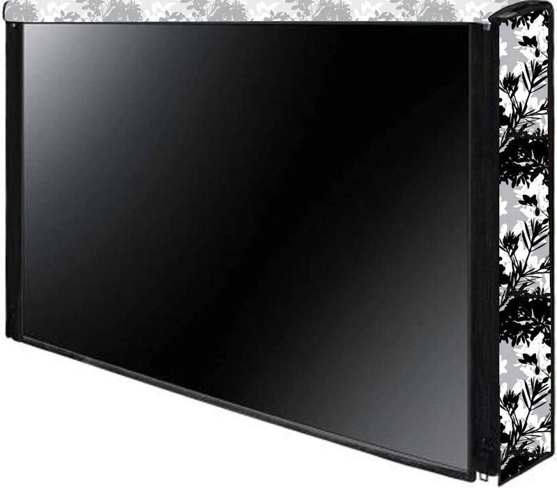 HomeStore-YEP HomeStoreYEP Non woven Printed 55 Inches Led TV Cover with Transparent Polythene Layer Compatible for All Brands Every Models Green Flower Black  - Image 4