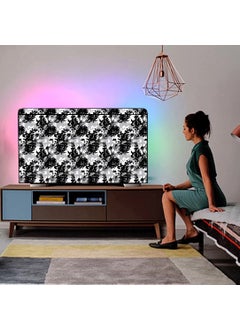 HomeStore-YEP HomeStoreYEP Non woven Printed 55 Inches Led TV Cover with Transparent Polythene Layer Compatible for All Brands Every Models Green Flower Black  - Image 1