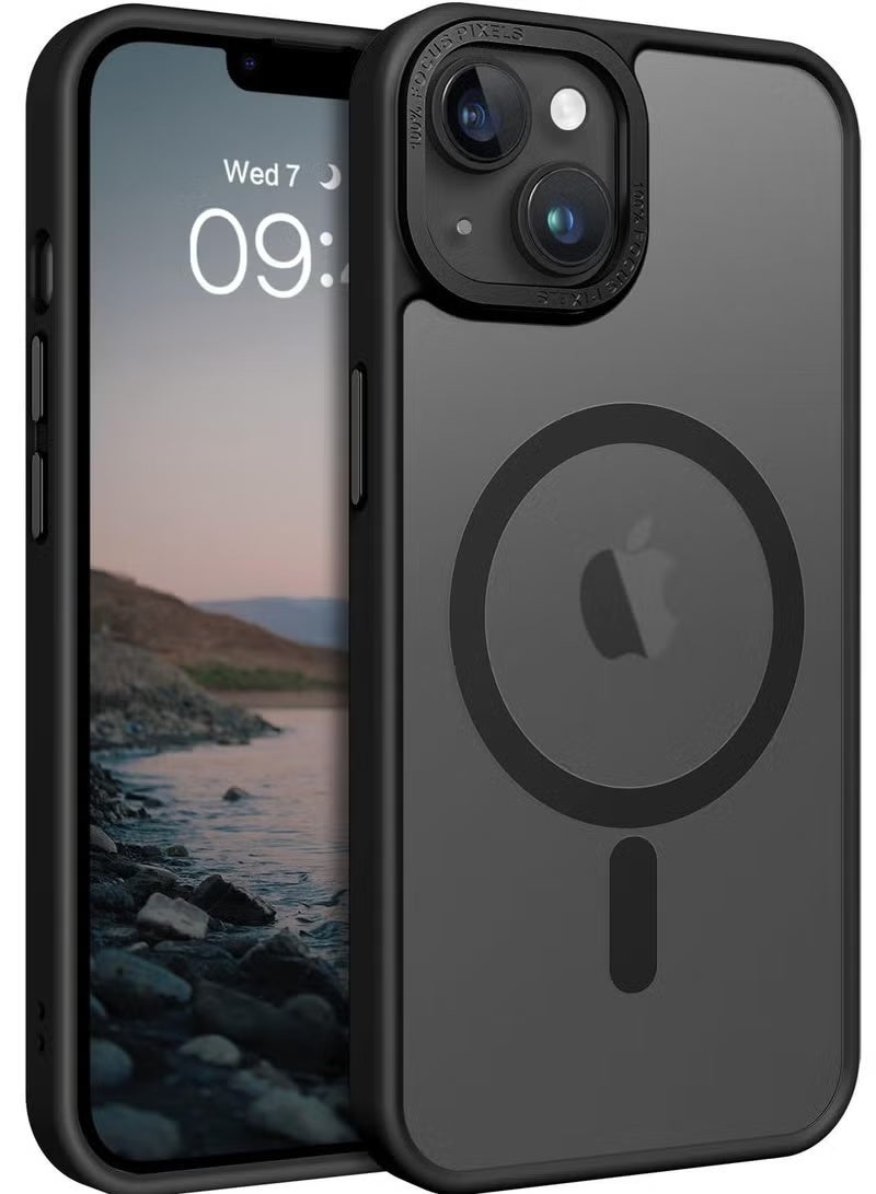 Gecomo iPhone 15 MagSafe Case Magnetic Back Cover,【Full Shockproof Protection】Translucent Matte Back, Slim Phone Cover with Strong Magnet for Apple 15 (2023)(Black) - Image 1