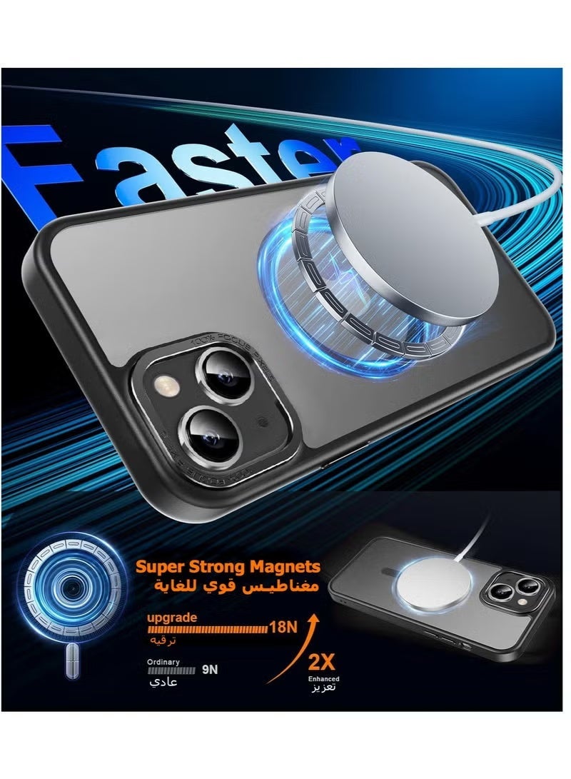 Gecomo iPhone 15 MagSafe Case Magnetic Back Cover,【Full Shockproof Protection】Translucent Matte Back, Slim Phone Cover with Strong Magnet for Apple 15 (2023)(Black) - Image 2