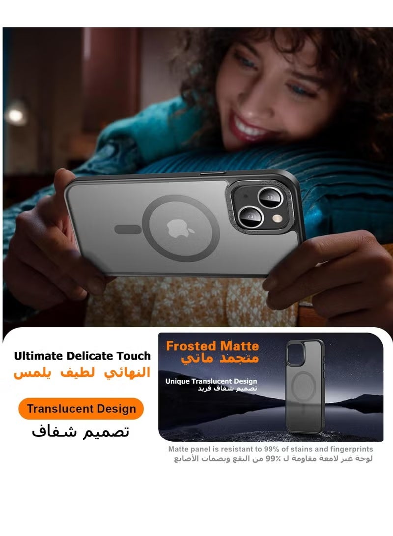 Gecomo iPhone 15 MagSafe Case Magnetic Back Cover,【Full Shockproof Protection】Translucent Matte Back, Slim Phone Cover with Strong Magnet for Apple 15 (2023)(Black) - Image 5