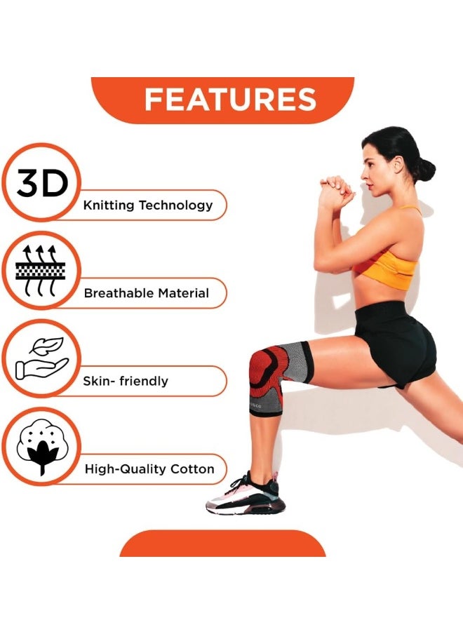 VISSCO Vissco 3D Knee Cap with Donut Padding (Mild Support), Knee Support for Pain Relief, Knee Injury, Knee Braces for Walking, Running, Gym, Workout, Weightlifting (Single) -XXL (Black)  - Image 2