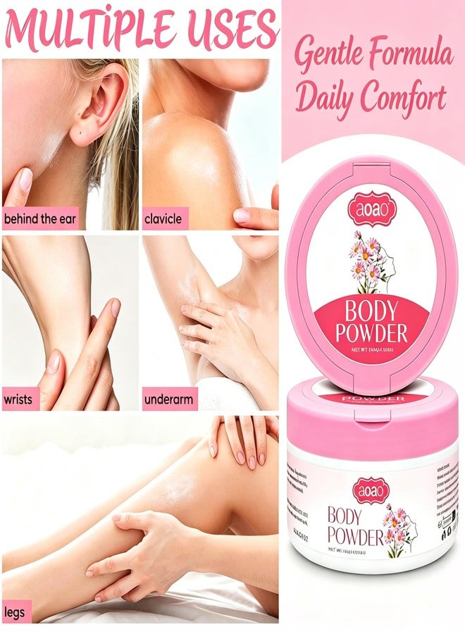 AOAO Body Powder for Women, Dual-Powder Base Talc-Free, Zinc Oxide Protect, Botanical Soothing, Feminine Essential Dusting Powder with Puff, After Bath Absorption & Anti-Chafe for Neck & Delicate skin, 5oz - Image 4